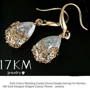 18kt GF Crystal Zircon flower earrings